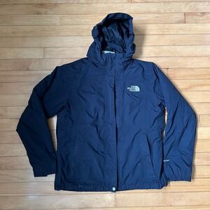 The North Face HyVent Hooded Rain Jacket Black Womens Large Waterproof Shell